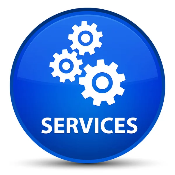 Serviços (ícone de engrenagens) botão redondo azul especial — Fotografia de Stock