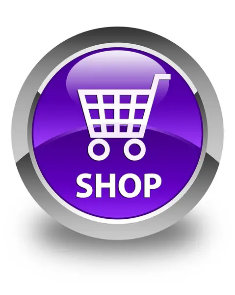 Obchod lesklé fialové kulaté tlačítko — Stock fotografie