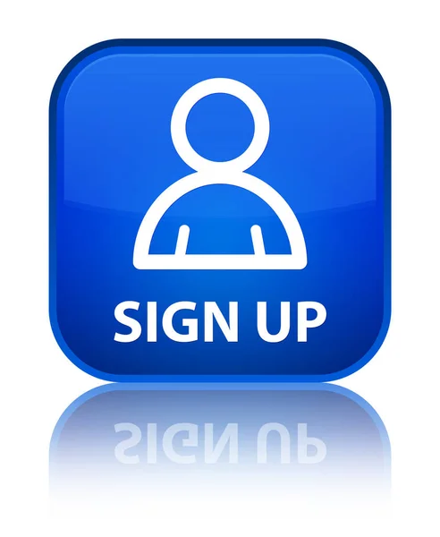 Sign up (member icon) special blue square button — Stock Photo, Image