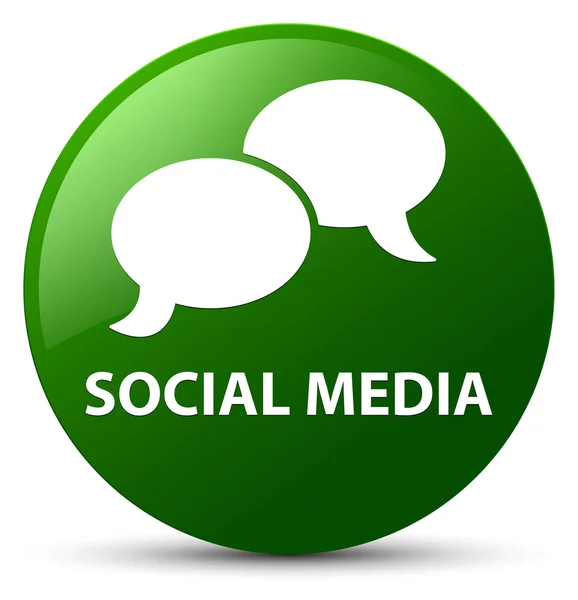 Redes sociales (icono de burbuja de chat) botón redondo verde — Foto de Stock
