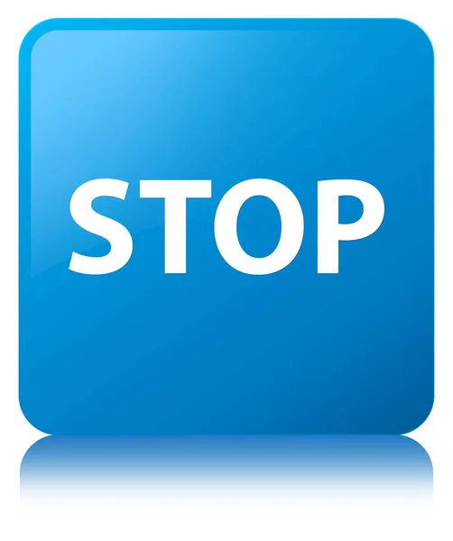 Stop pulsante quadrato blu ciano — Foto Stock