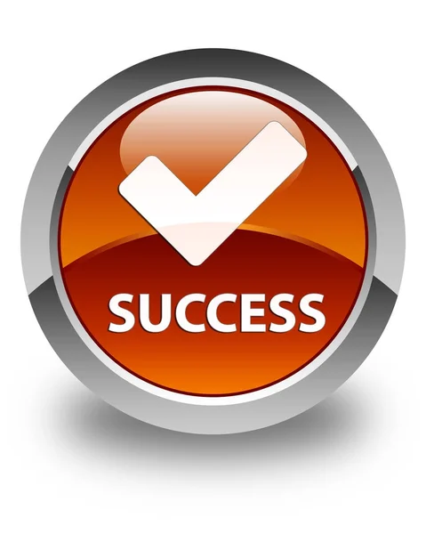 Успіх (правильна піктограма) глянцева коричнева кругла кнопка — стокове фото