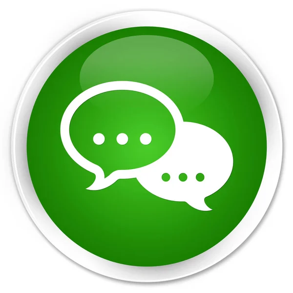 Talk bubble icon premium green round button — Stock Photo, Image