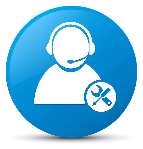 Icono de soporte técnico cyan azul botón redondo — Foto de Stock