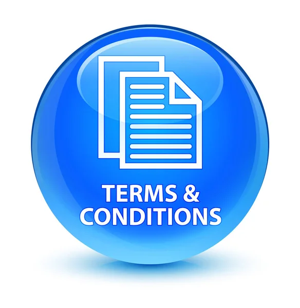 Terms and conditions (pages icon) glassy cyan blue round button — Stock Photo, Image