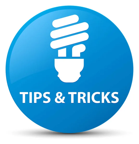 Tips and tricks (bulb icon) cyan blue round button — Stock Photo, Image