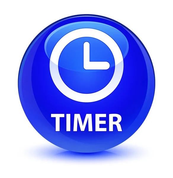 Timer botão redondo azul vítreo — Fotografia de Stock