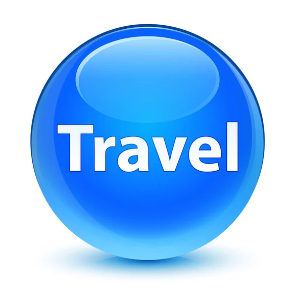 Viagem ciano vítreo botão redondo azul — Fotografia de Stock