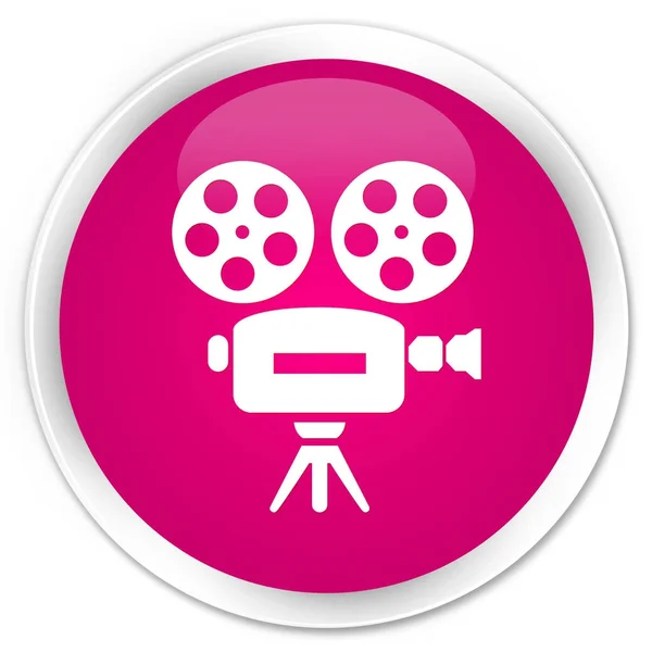 Video camera icon premium pink round button