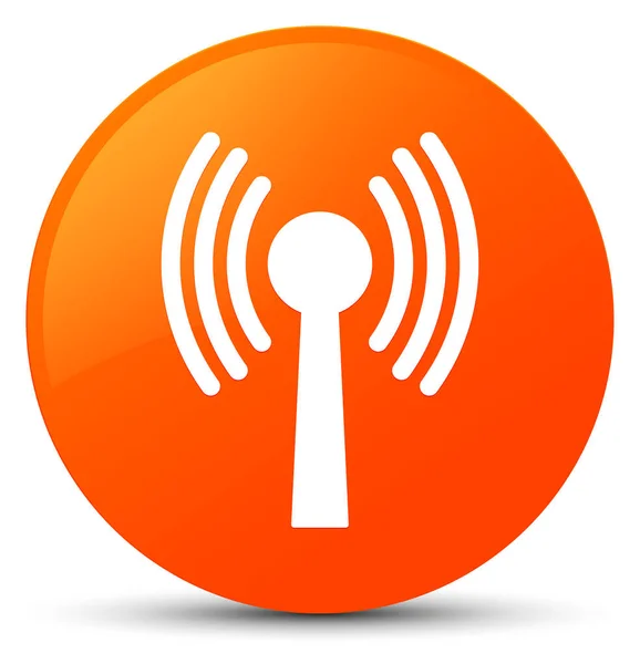 Wlan ícone de rede laranja botão redondo — Fotografia de Stock