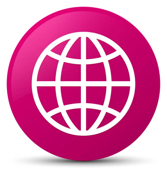Ícone mundial rosa botão redondo — Fotografia de Stock