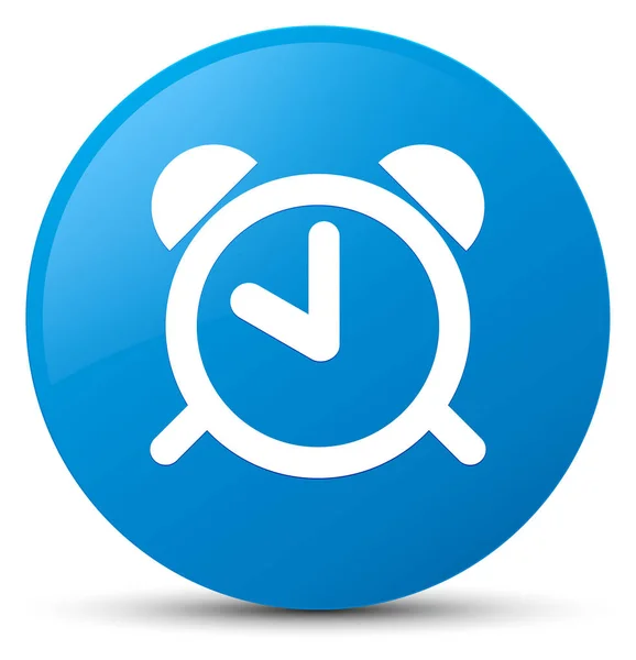 Despertador icono reloj cyan azul botón redondo —  Fotos de Stock