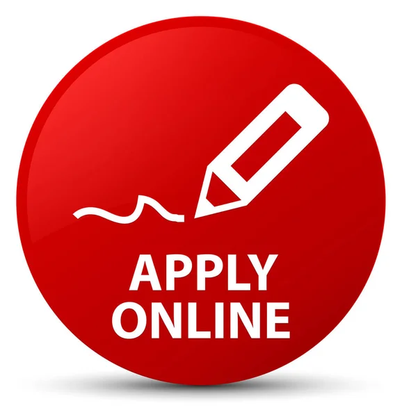 Apply online (edit pen icon) red round button — Stock Photo, Image