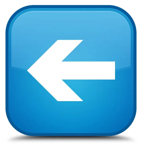 Icono de flecha trasera botón cuadrado azul cian especial —  Fotos de Stock