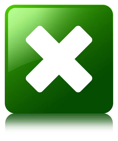 Cancella icona pulsante quadrato verde — Foto Stock