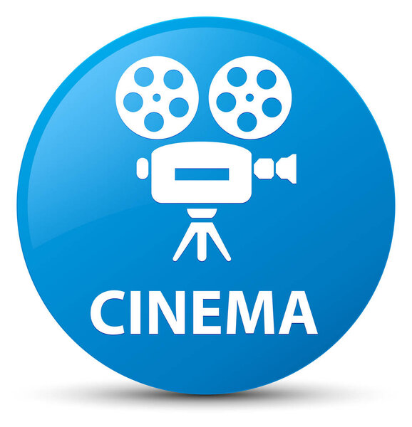 Cinema (video camera icon) isolated on cyan blue round button abstract illustration