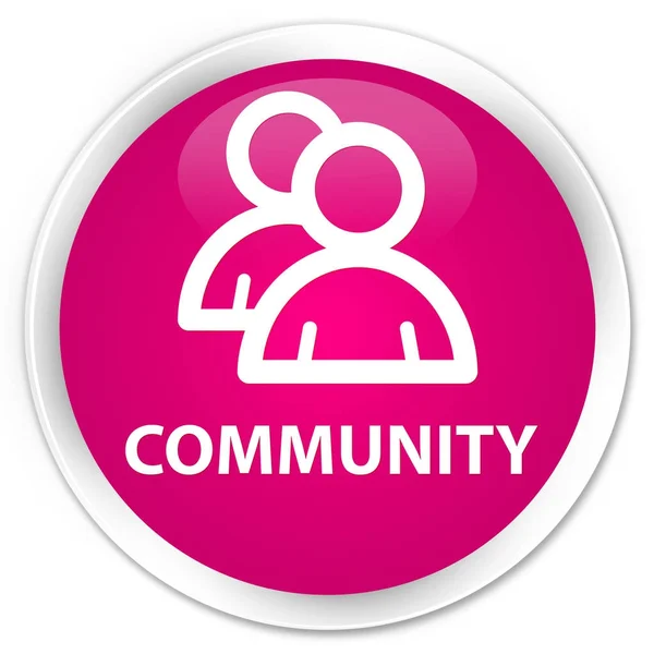 Comunidade (ícone de grupo) botão redondo rosa prémio — Fotografia de Stock