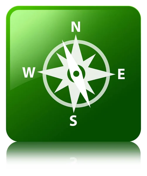 Kompassymbolen gröna fyrkantiga knappen — Stockfoto