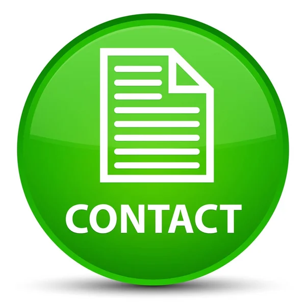 Speciální zelené kulaté tlačítko kontakt (ikona stránky) — Stock fotografie