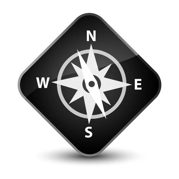 Compass icon elegant black diamond button — Stock Photo, Image