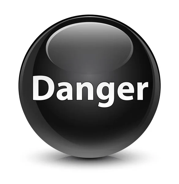 Danger botão redondo preto vítreo — Fotografia de Stock