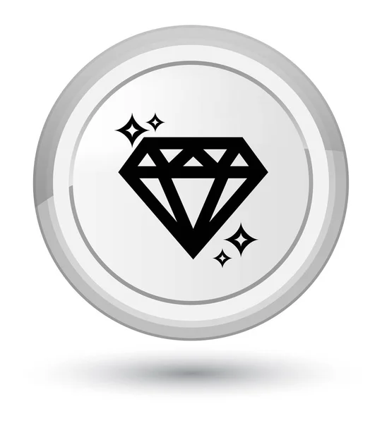 Diament ikona prime biały okrągły przycisk — Zdjęcie stockowe