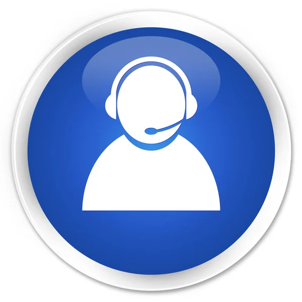 Pulsante rotondo blu premium dell'icona del servizio clienti — Foto Stock