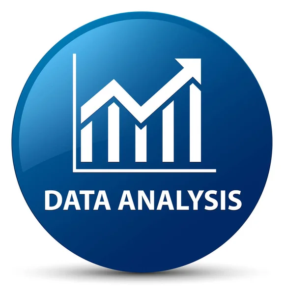 Analisis data (ikon statistik) tombol bundar biru — Stok Foto