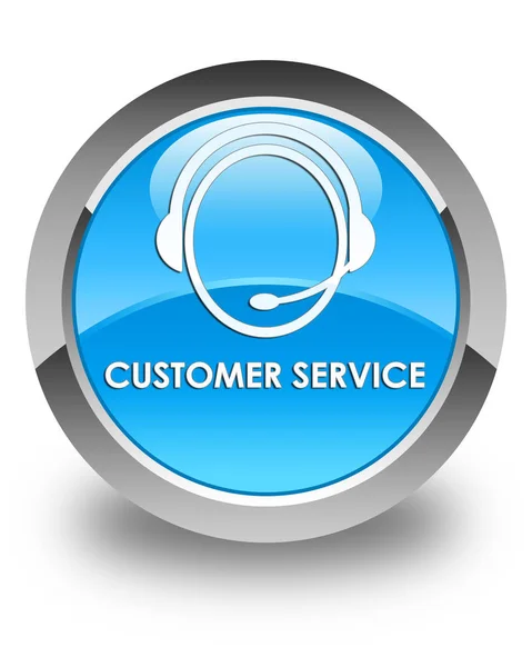 Customer service (pictogram van de zorg van de klant) glanzende cyaan blauw ronde maar — Stockfoto