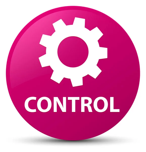 Controle (ícone de configurações) botão redondo rosa — Fotografia de Stock