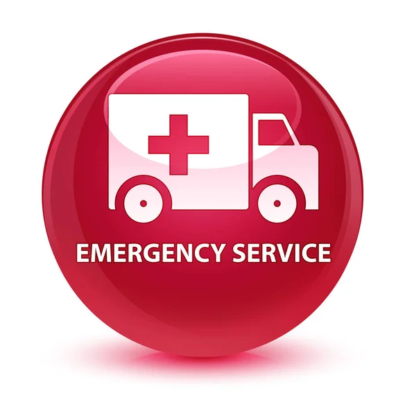 Emergency service glassy pink round button — Stock Photo, Image