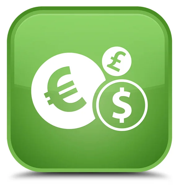 Finanserna ikonen särskilda mjuka gröna fyrkantiga knappen — Stockfoto