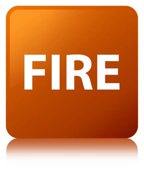 Čtvercové tlačítko oheň hnědá — Stock fotografie
