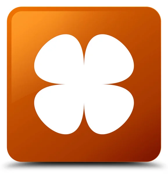Icono de hoja de flor marrón botón cuadrado — Foto de Stock