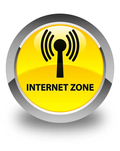 Zona de Internet (rede wlan) botão redondo amarelo brilhante — Fotografia de Stock