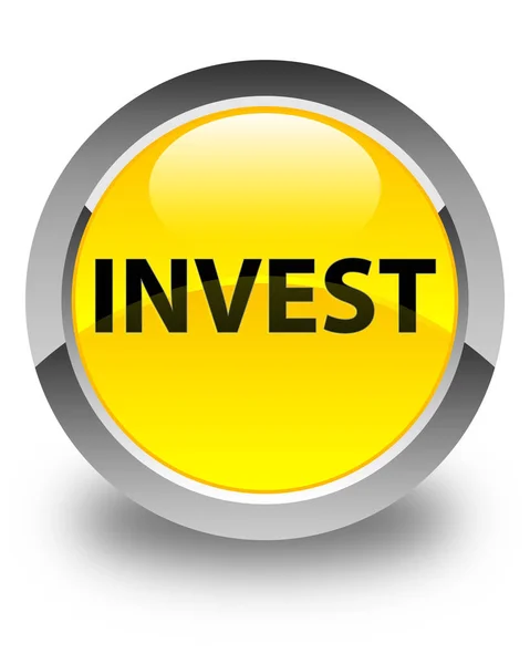 Glanzende gele ronde knop investeren — Stockfoto