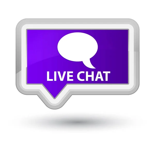 Chat en vivo primer botón de bandera púrpura —  Fotos de Stock