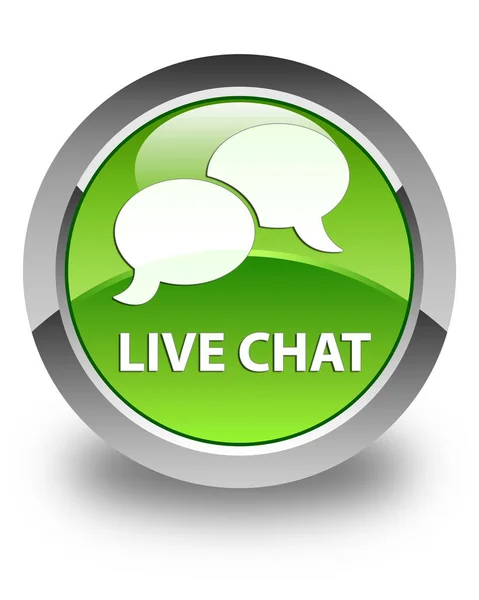 Live Chat glänzend grüner runder Knopf — Stockfoto
