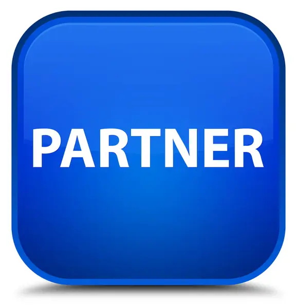 Partner special blauer quadratischer Knopf — Stockfoto
