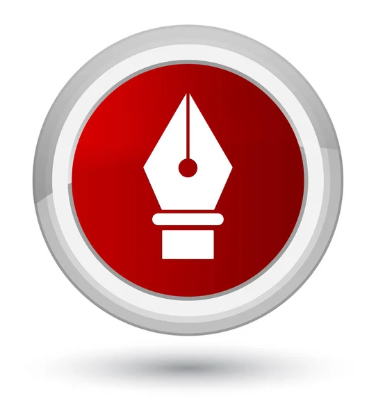 Красная кнопка с изображением пера — стоковое фото