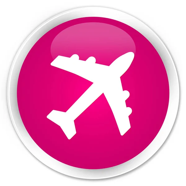Plane icon premium pink round button