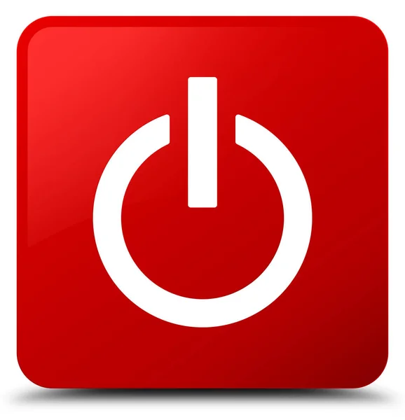 전원 아이콘 빨간색 사각형 버튼 — 스톡 사진