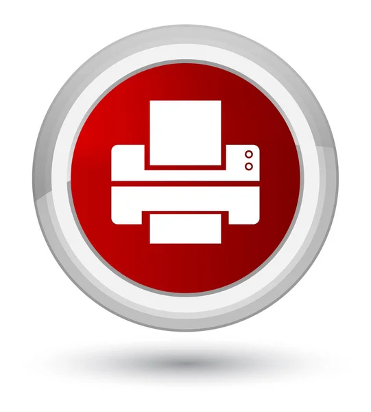 Ícone da impressora botão redondo vermelho principal — Fotografia de Stock