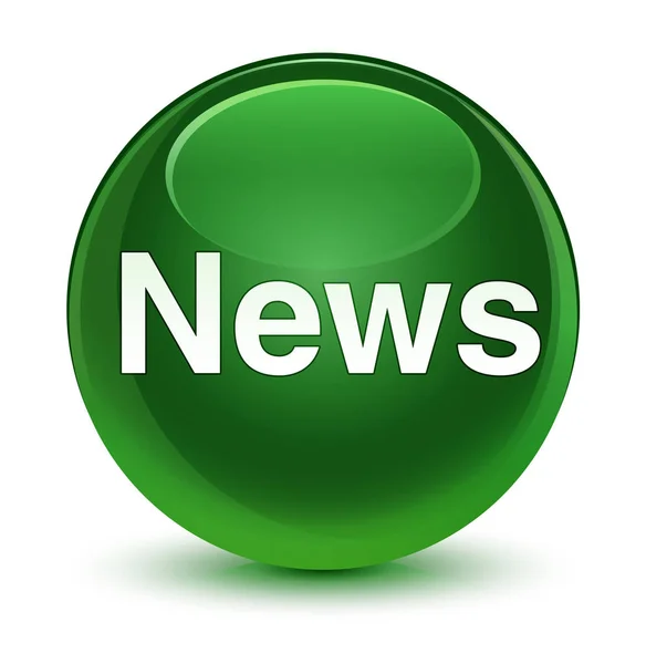 News glassy soft green round button — Stock Photo, Image