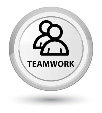 Ekip çalışması (grup simgesi) baş beyaz yuvarlak düğmesi