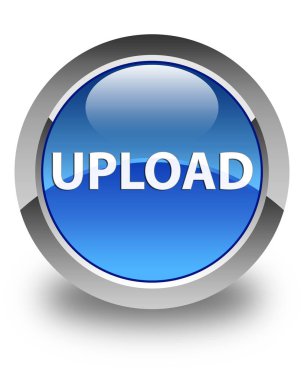 Parlak mavi yuvarlak düğme upload