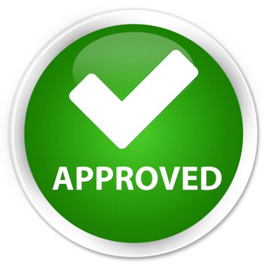 Onaylı (simge doğrulama) premium yeşil yuvarlak düğmesi