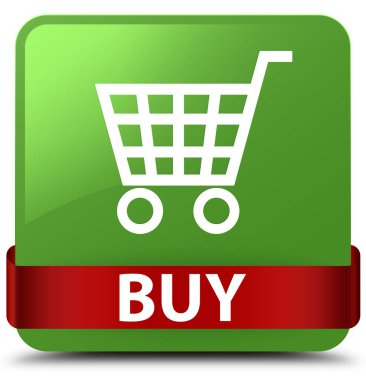 Yumuşak yeşil kare düğme kırmızı kurdele orta satın