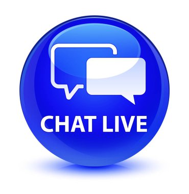 Sohbet canlı cam gibi mavi yuvarlak düğmesi