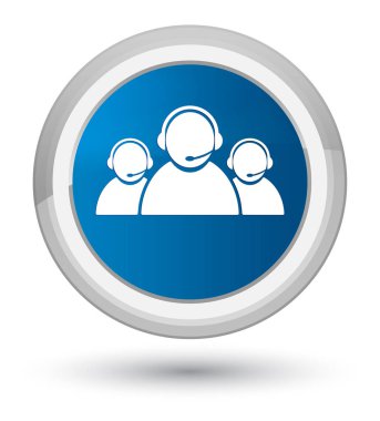 Müşteri bakım takım kutsal kişilerin resmi ana mavi yuvarlak düğme